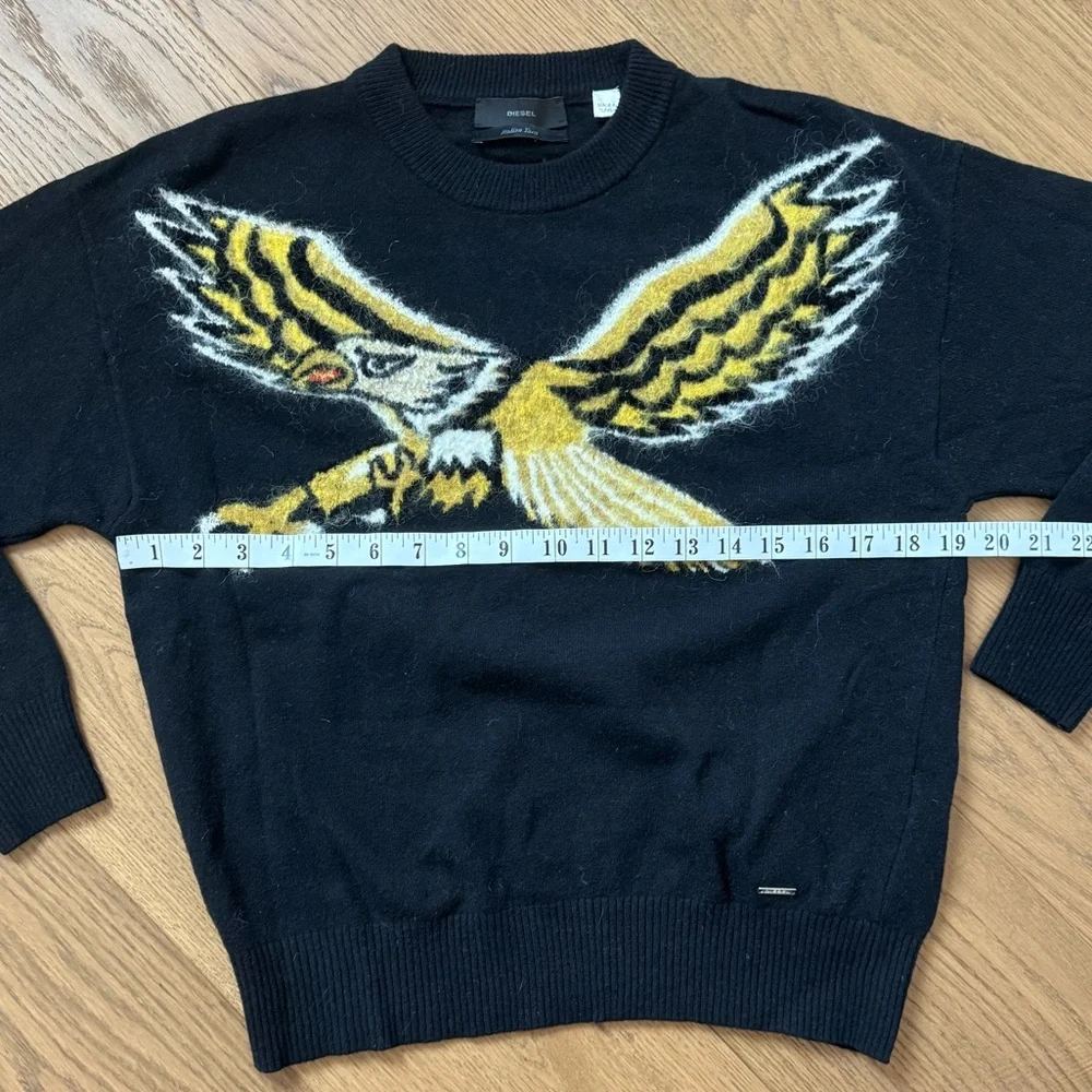 Diesel Y2K Eagle Wool Blend Crewneck Sweater - Black - Size XS - EUC - Picture 10 of 14